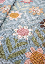 Load image into Gallery viewer, "Spring Fling" geometric flower quilt. Fat quarter quilt. Fabric is Folktale by Lella Boutique for Moda Fabrics.