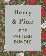 Load image into Gallery viewer, Lella Boutique&#39;s Berry &amp; Pine PDF pattern collection. Christmas quilt pattern collection include a holiday house quilt, Christmas gift quilt, Santa and reindeer quilt, and geometric tree quilt. All use traditional piecing. Download the quilt pattern bundle for 20% off