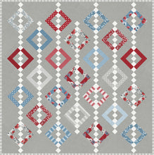 Load image into Gallery viewer, Chandelier 2 quilt by Vanessa Goertzen of Lella Boutique. Fabric is Old Glory by Lella Boutique for Moda Fabrics - in shops Feb 2024. Jelly Roll or Layer Cake friendly. Download the PDF pattern here!