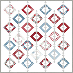 Chandelier 2 quilt by Vanessa Goertzen of Lella Boutique. Fabric is Old Glory by Lella Boutique for Moda Fabrics - in shops Feb 2024. Jelly Roll or Layer Cake friendly. Download the PDF pattern here!