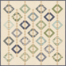 Load image into Gallery viewer, "Chandelier 2" cascading diamond quilt featuring a jelly roll or layer cake by Vanessa Goertzen. Fabric is True Love by Lella Boutique for Moda Fabrics. Download the PDF here!