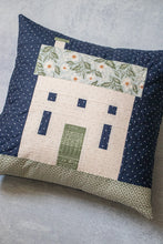 Load image into Gallery viewer, &quot;Country Home&quot; pillow in True Love fabric by Lella Boutique for Moda Fabrics (May 2026). This patchwork house block is fun to make and easy to turn into a pillow. Download the PDF here.