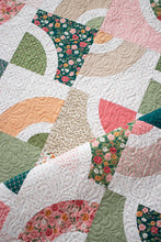 Load image into Gallery viewer, "Dishes" beginner curve quilt using the Circle Savvy Ruler and a Layer Cake. Fabric is Garden Glam by Lella Boutique for Moda Fabrics. Download the PDF here!