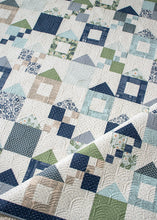Load image into Gallery viewer, "House Party" scrappy house quilt made with 12 fat quarters of True Love Fabric by Lella Boutique for Moda Fabrics. Download the PDF here.