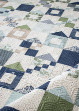 Load image into Gallery viewer, "House Party" scrappy house quilt made with 12 fat quarters of True Love Fabric by Lella Boutique for Moda Fabrics. Download the PDF here.