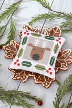 Load image into Gallery viewer, Jolly Stitches Christmas cross stitch by Vanessa Goertzen of Lella Boutique. Cute Santa and reindeer cross stitch patterns. Finish as pin cushions, framed ornaments, or incorporate into zipper or drawstring bags! Download the PDF here