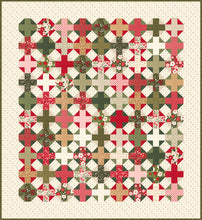 Load image into Gallery viewer, "Hot Cross Buns" graphic plus sign quilt by Lella Boutique. Make it with a Jelly Roll or Layer Cake. Fabric is Peppermint Cocoa by Lella Boutique for Moda Fabrics. Download the PDF here.