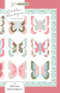 Social Butterfly fat quarter quilt by Vanessa Goertzen of Lella Boutique. Fat quarter friendly. Fabric is Lovestruck by Lella Boutique for Moda Fabrics.