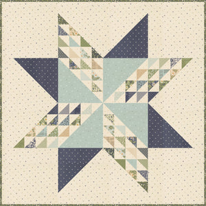 "Sugar Cookie" traditional patchwork star quilt by Lella Boutique. Made with 1 charm pack and a couple accent prints. Fabric is True Love by Lella Boutique for Moda Fabrics. Download the PDF here.