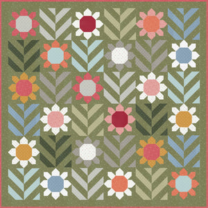 "Spring Fling" geometric flower quilt. Fat quarter quilt. Fabric is Magic Dot by Lella Boutique for Moda Fabrics (Oct 2024).