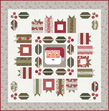 Load image into Gallery viewer, Jolly Holiday Christmas quilt by Vanessa Goertzen of Lella Boutique. Christmas medallion quilt design featuring traditionally piece Santa, holly berries and leaves, and scrappy gifts. Jelly Roll friendly! Fabric is Berry &amp; Pine by Lella Boutique for Moda Fabrics. Download the PDF here.