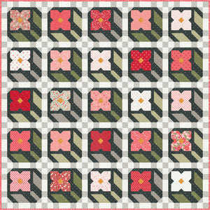 "Flower Press" flower quilt by Lella Boutique. Layer Cake or fat eighth friendly. Fabric is Love Blooms (and Magic Dot) by Lella Boutique for Moda Fabrics. Download the PDF here!
