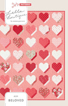 Load image into Gallery viewer, &quot;Beloved&quot; 3D heart quilt in Love Blooms fabric by Lella Boutique for Moda Fabrics. Fat eighth friendly. Download the PDF here.