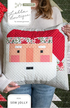 Load image into Gallery viewer, &quot;Sew Jolly&quot; patchwork Santa pillow made in Berry &amp; Pine fabric by Lella Boutique for Moda Fabrics. Download the PDF here!