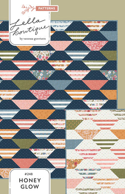 Honey Glow easy hexagon quilt in Wild Honey fabric by Lella Boutique for Moda Fabrics. Cut Honeybun precut quilt!