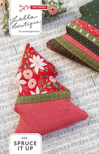 "Spruce it Up" stuffed tree sewing pattern In Berry & Pine fabric by Vanessa Goertzen of Lella Boutique. Fat quarter friendly. Download the PDF here!