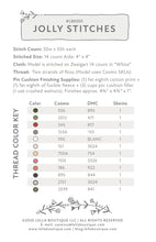 Load image into Gallery viewer, Jolly Stitches Christmas cross stitch by Vanessa Goertzen of Lella Boutique. Cute Santa and reindeer cross stitch patterns. Finish as pin cushions, framed ornaments, or incorporate into zipper or drawstring bags! Download the PDF here