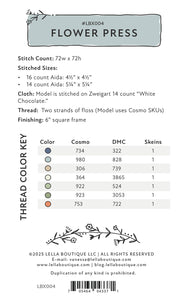 #LBX004 Flower Press Cross Stitch - Paper Pattern