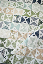 Load image into Gallery viewer, &quot;Meet Cute&quot; simple geometric triangle quilt In True Love fabric by Lella Boutique for Moda Fabrics. Make it with fat quarters, fat eighths, or scraps. Download the PDF here!