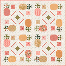 Load image into Gallery viewer, "Piña Colada" pineapple quilt by Vanessa Goertzen of Lella Boutique. Fat eighth friendly featuring pineapples, flower, and bold tropical vibes! Fabric is Garden Glam by Lella Boutique for Moda Fabrics (Nov 2026). Download the PDF here!