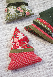 "Spruce it Up" stuffed tree sewing pattern In Berry & Pine fabric by Vanessa Goertzen of Lella Boutique. Fat quarter friendly. Download the PDF here!