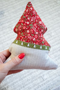 "Spruce it Up" stuffed tree sewing pattern In Berry & Pine fabric by Vanessa Goertzen of Lella Boutique. Fat quarter friendly. Download the PDF here!