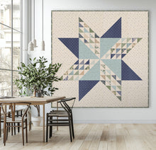 Load image into Gallery viewer, &quot;Sugar Cookie&quot; traditional patchwork star quilt by Lella Boutique. Made with 1 charm pack and a couple accent prints. Fabric is True Love by Lella Boutique for Moda Fabrics. Download the PDF here.