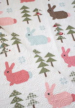 Load image into Gallery viewer, Wild Hare bunny quilt pattern by Vanessa Goertzen of Lella Boutique. Cute pieced rabbit quilt block in a forest of trees. Fat quarter friendly! Fabric is Lovestruck by Lella Boutique for Moda Fabrics.