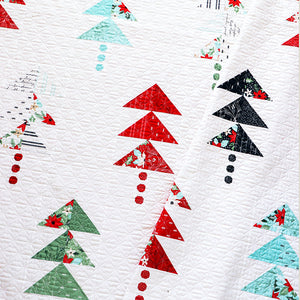 forest scrappy tree quilt by Lella boutique. Make it with charm packs. Fabric is Little Tree by Lella boutique for moda fabrics.