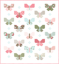 Load image into Gallery viewer, Flutter simple butterfly quilt pattern by Lella Boutique. Cute simple butterfly block made using fat eighths. Fabric is Lovestruck by Lella Boutique for Moda Fabrics. Download the PDF here.