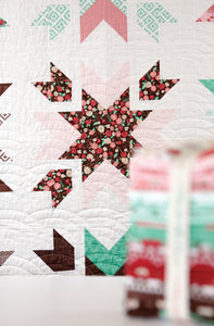 Snow Blossoms star quilt by Lella Boutique for Moda Fabrics. Make it with 9 fat quarters. Fabric is Into the Woods by Lella Boutique for Moda Fabrics.