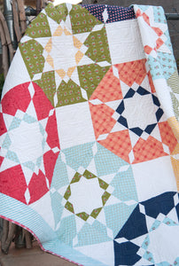 Bright Side sun quilt block by lella boutique. Fabric is Little Miss Sunshine by Lella Boutique for Moda Fabrics.