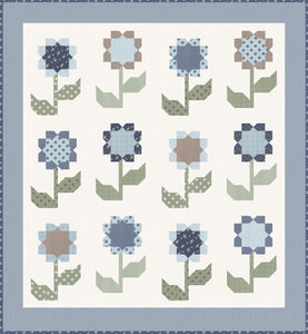 Cottage Blossoms flower quilt by Vanessa Goertzen of Lella Boutique. Make it with a layer cake or fat quarters. Fabric is Harvest Road by Lella Boutique for Moda Fabrics.