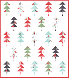 "Forest" scrappy tree quilt by Lella Boutique. Make the scrappy tree quilt blocks with charm packs. Fabric is Little Tree by Lella Boutique for Moda. Download the PDF here!