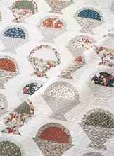 Load image into Gallery viewer, Gather basket quilt pattern by Lella Boutique. Make it with a Layer Cake, Jolly Bar, fat eighths, or scraps. Fabric is Flower Pot by Lella Boutique for Moda Fabrics.