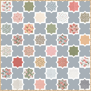 Hubba Hubba tile quilt by Lella Boutique. Make it with a Layer Cake (10" squares). Fabric is Country Rose by Lella Boutique for Moda. Download the PDF here!