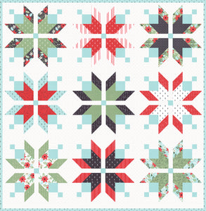 Icebox nordic snowflake quilt by Lella Boutique. Beautiful Christmas quilt in Little Tree fabric by Lella Boutique for Moda Fabrics. Fat quarter friendly.