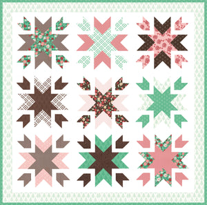 Snow Blossoms star quilt by Lella Boutique. A fat quarter quilt made in Into the Woods fabric by Lella Boutique for Moda Fabrics.