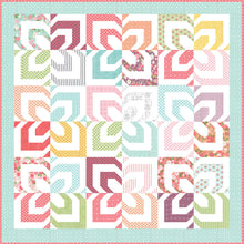 Load image into Gallery viewer, Kaleidoscope log cabin quilt by Vanessa Goertzen of Lella Boutique. Make it with a jelly roll. Fabric is Lollipop Garden by Lella Boutique for Moda Fabrics. Fun geometric quilt.