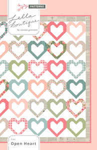 Open Heart quilt by Vanessa Goertzen of Lella Boutique. Make it with fat quarters or fat eighths. Fabric is Love Note by Lella Boutique for Moda Fabrics.