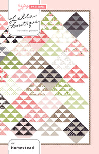 Homestead triangle quilt by Vanessa Goertzen of Lella Boutique. Layer Cake friendly. Fabric is Olive's Flower Market by Lella Boutique for Moda Fabrics.