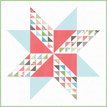 Load image into Gallery viewer, Sugar Cookie giant star quilt by Lella Boutique. Cool traditional star design made with just one charm pack. Fabric is Bloomington by Lella Boutique for Moda Fabrics.