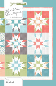 Mabel old fashioned barn star quilt by Lella Boutique. Fat quarter friendly, and no Y seams. Fabric is Nest by Lella Boutique for Moda Fabrics.