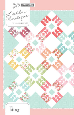 Bling diamond quilt made of flying geese set on point. Fabric is Lollipop Garden by Lella Boutique for Moda Fabrics. Make it with fat quarters or fat eighths. Download the PDF here.