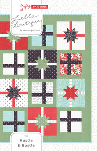 Hustle & Bustle gift quilt pattern by Lella Boutique. Make it with fat quarters. Fabric is Little Tree by Lella Boutique for Moda Fabrics .