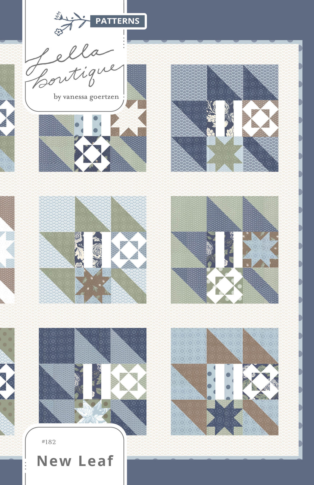 New Leaf scrappy leaf sampler quilt. Layer Cake friendly. Fabric is Harvest Road by Lella Boutique for Moda Fabrics.