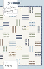 Load image into Gallery viewer, Rugby stripe quilt - perfect boy quilt! Make it with a Honeybun (1.5&quot; strips) or fat eighths. Fabric is Harvest Road by Lella Boutique for Moda Fabrics.