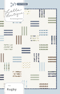 Rugby stripe quilt - perfect boy quilt! Make it with a Honeybun (1.5" strips) or fat eighths. Fabric is Harvest Road by Lella Boutique for Moda Fabrics.