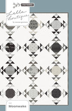 Load image into Gallery viewer, Moonwake geometric fat quarter quilt by Lella Boutique. Cool triangle design in Smoke &amp; Rust fabric. Modern meets traditional quilt depending on fabric choices. Would make a good boy quilt! Download the pattern here.