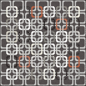 "Concord" overlapping rings quilt by Lella Boutique. Honeybun quilt. (Made with 1.5" strips). Fabric is Smoke & Rust by Lella Boutique for Moda Fabrics. Download the PDF here.